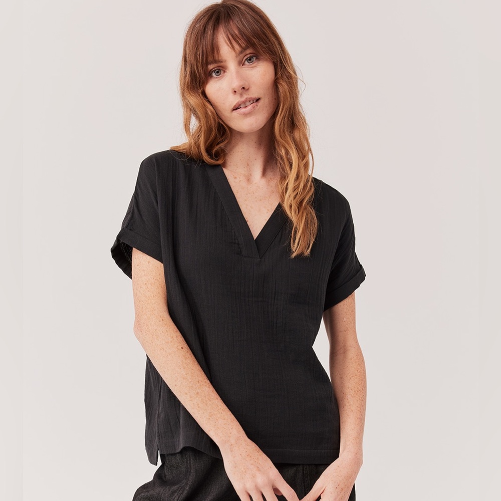 Pact Women's Black V-Neck Top